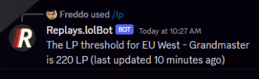 Discord bot showing off LP cutoff functionality